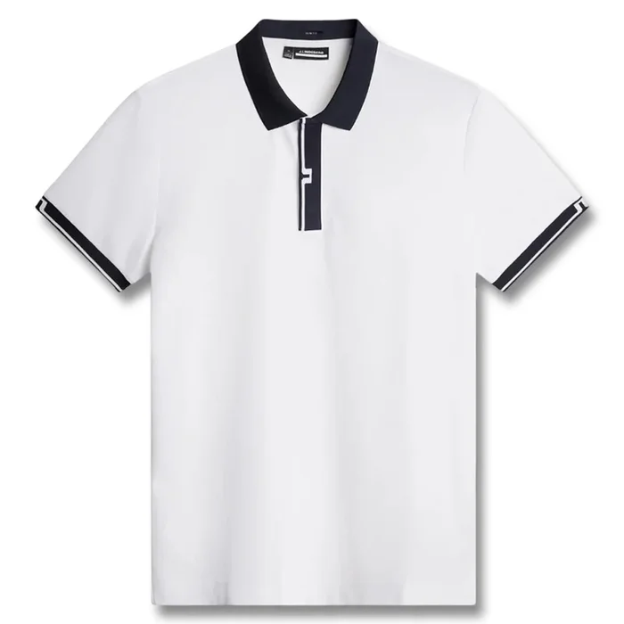 J.Lindeberg Bay Slim Fit Golf Polo White – SS25 Men