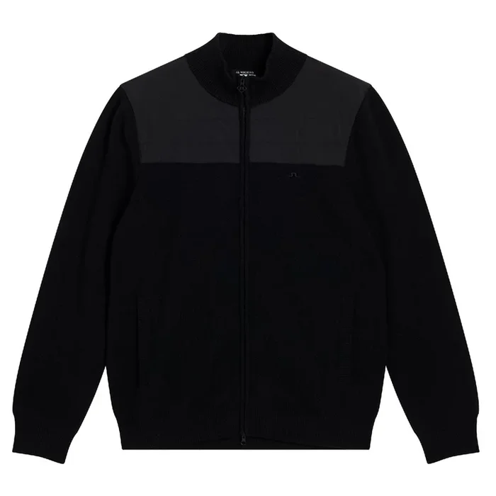 J.Lindeberg Bridge Knitted Hybrid Golf Jacket Black – FW23 Men
