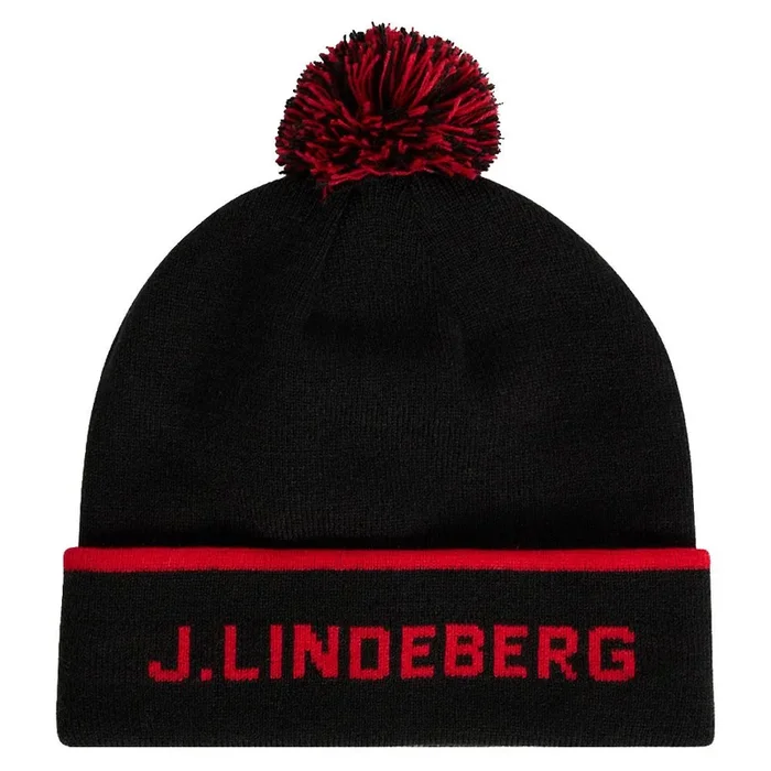 J.Lindeberg Stripe Golf Beanie Black – FW23