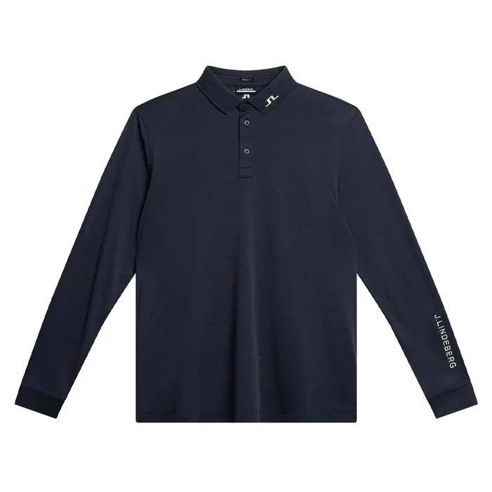 J.Lindeberg Tour Tech Longsleeve Golf Polo Navy Melange – SS24 Men