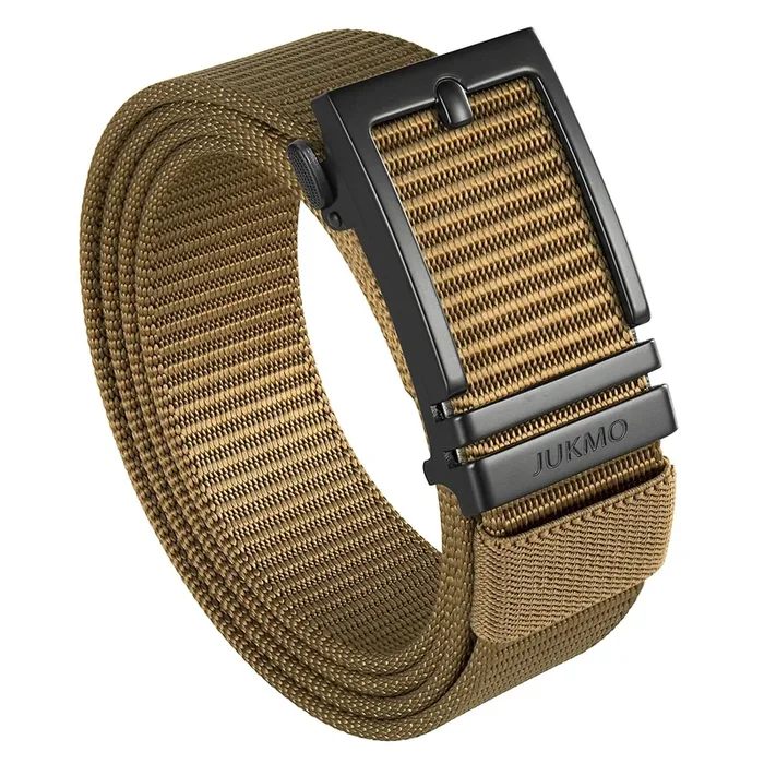 JUKMO Ratchet Golf Belt for Men, Nylon Web Tactical Belt with Automatic Slide Buckle
