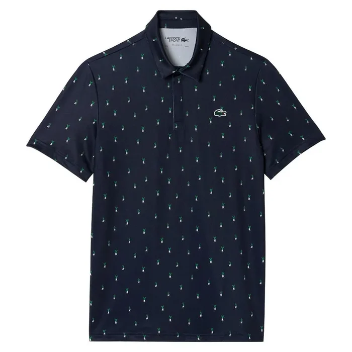 Lacoste Printed Recycled Polyester Golf Polo Marine Navy – FW23 Men