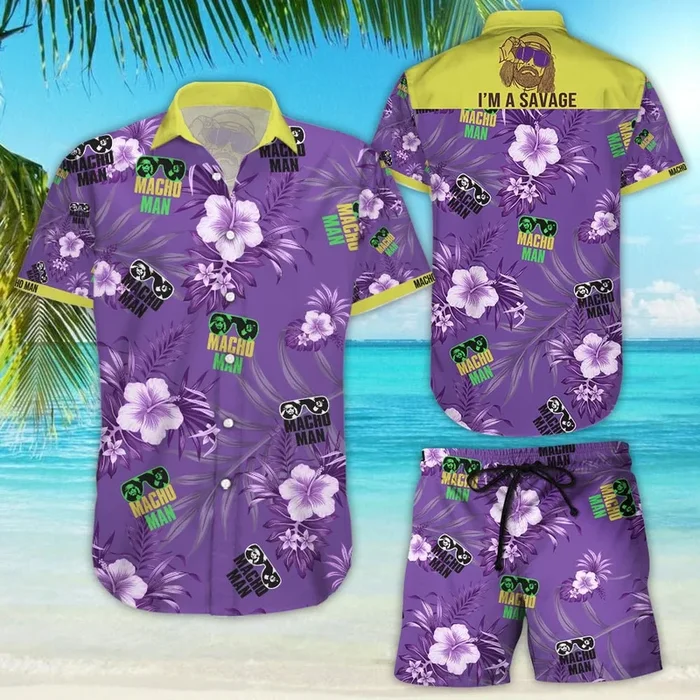 Macho Man I Am Savage Hawaiian Shirt And Short For Men And Women – Fanshubus.com