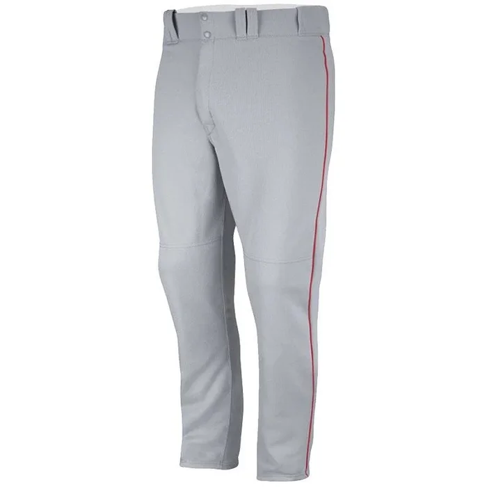Majestic Boy’s 894Y Zipper Front Baseball Pants – Grey/Scarlet – Large