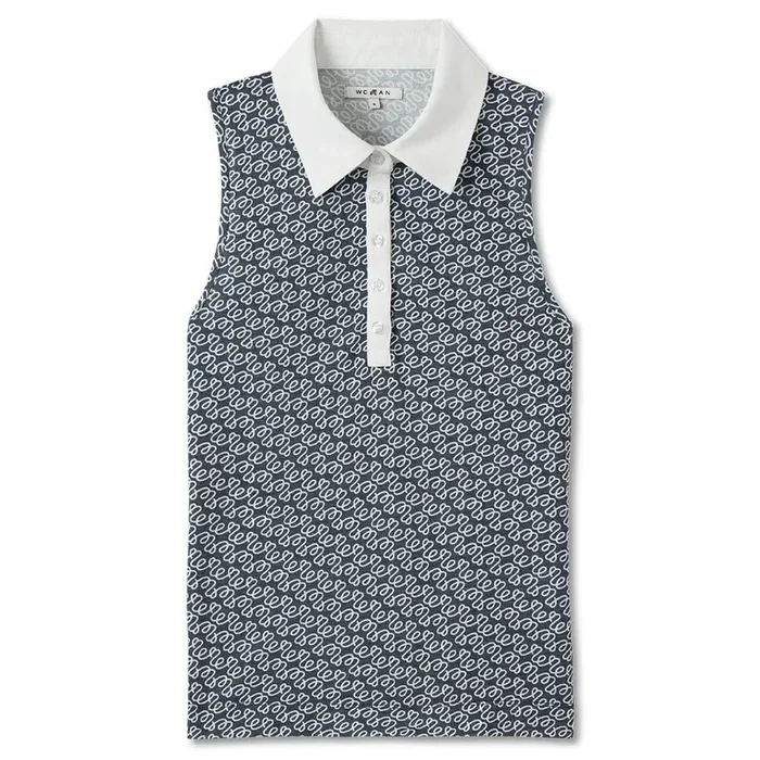 Malbon Claudia Sleeveless Golf Polo Black Multi – SU23 Women