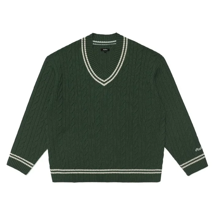 Malbon Ivy Cable Knit Oversized Golf Sweater Hunter Green – FW22 Men