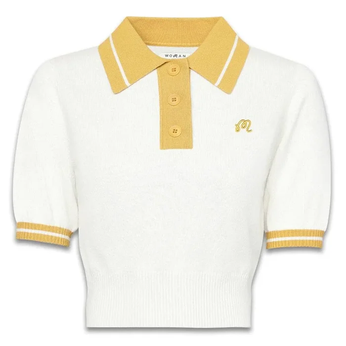 Malbon Mikayla Knit Cropped Golf Polo Snow – 23 Women