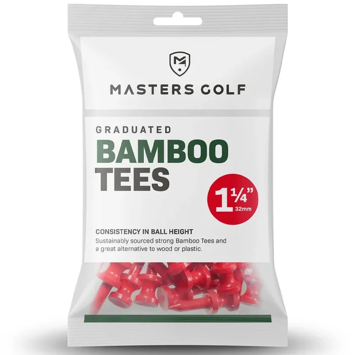 Masters Bamboo Graduated 1 1/4 Inch Red Tees – Pack of 25