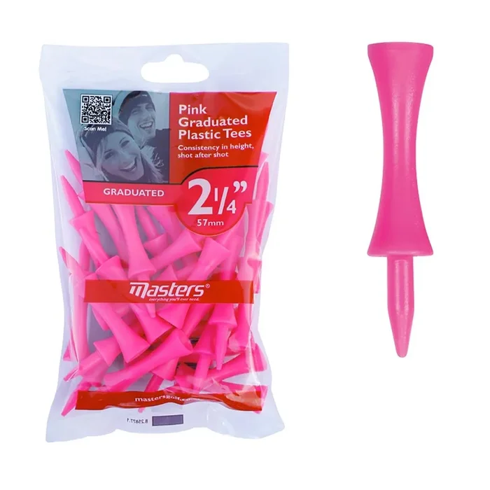 Masters Plastic Graduated 2 1/4 Inch Pink Tees – Pack of 25