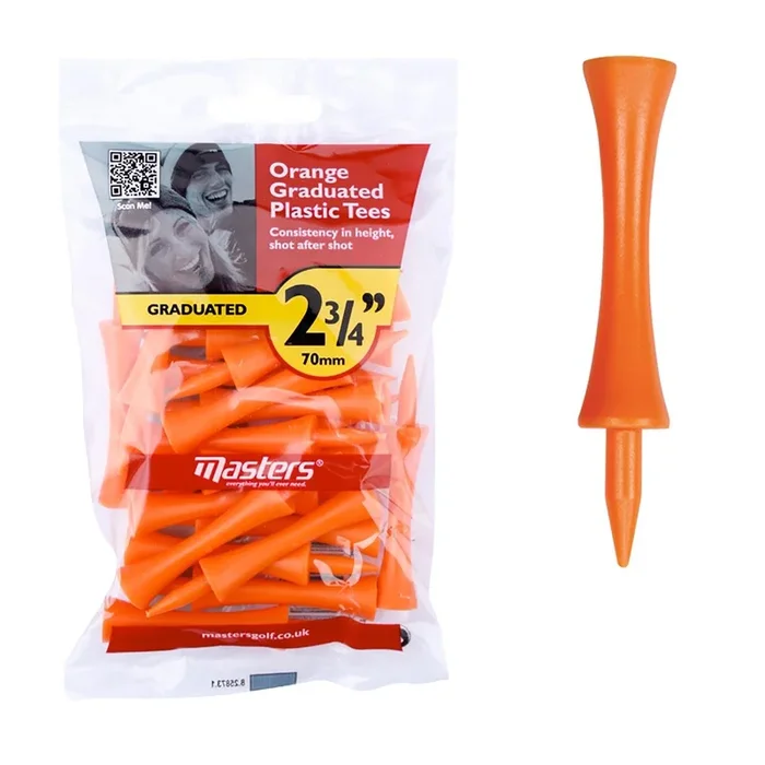Masters Plastic Graduated 2 3/4 Inch Orange Tees – Pack of 20