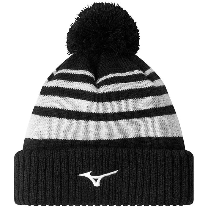 Mizuno Breath Thermo Pom Beanie Hat – Black