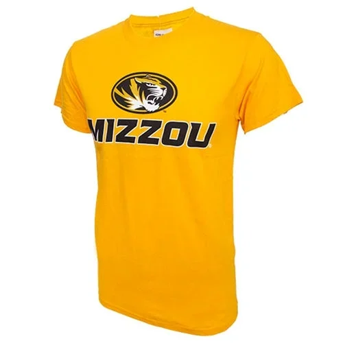 Mizzou Oval Tiger Head Gold Crew Neck T-Shirt