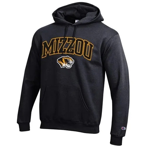 Mizzou Tiger Head Champion® Powerblend Versa Twill Black Hoodie