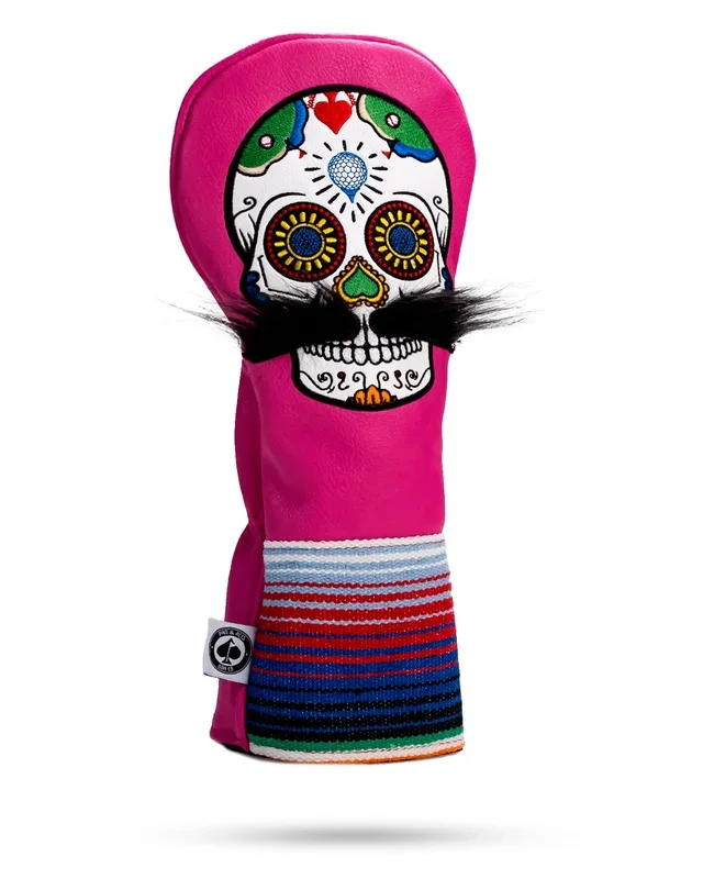 Mustache Sugar Skull – Driver Cover Pink