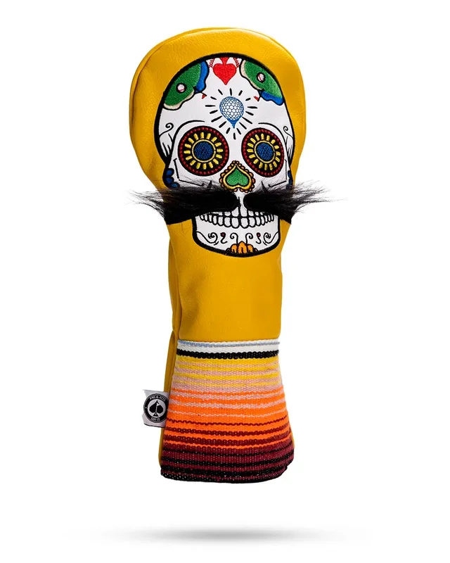 Mustache Sugar Skull – Driver Cover Yellow
