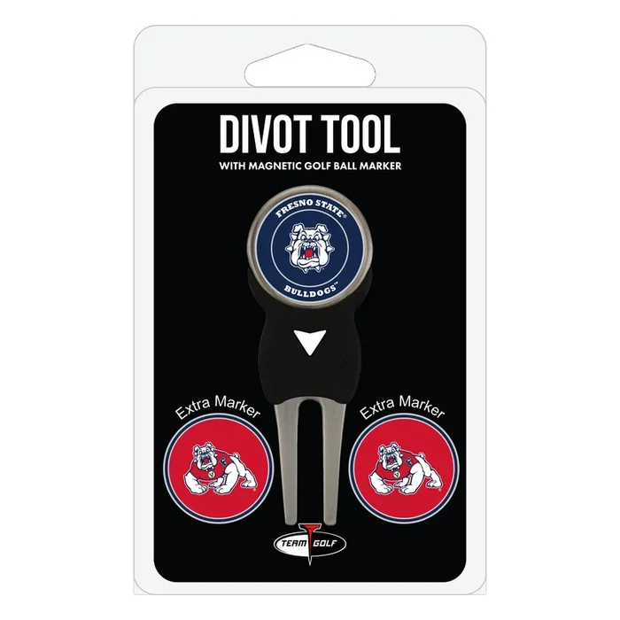 NCAA Personalized Divot Tool with 3 Double-Sided Golf Ball Marker (Fresno State Bulldogs)