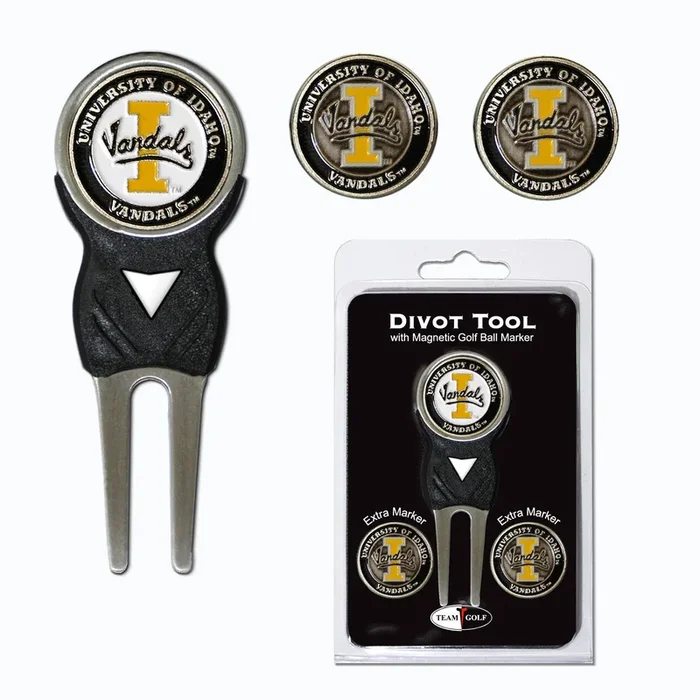 NCAA Personalized Divot Tool with 3 Double-Sided Golf Ball Marker (Idaho Vandals)