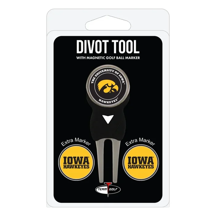 NCAA Personalized Divot Tool with 3 Double-Sided Golf Ball Marker (Iowa Hawkeyes)