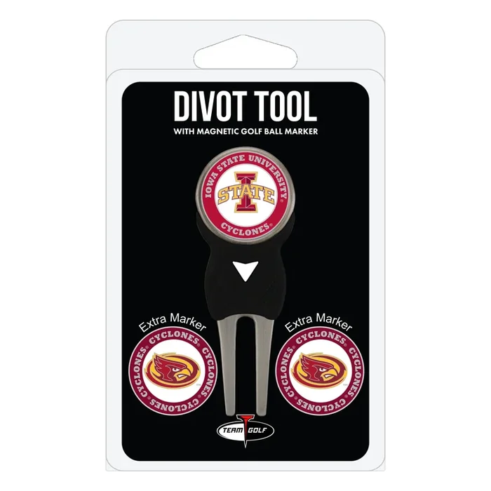 NCAA Personalized Divot Tool with 3 Double-Sided Golf Ball Marker (Iowa State Cyclones)