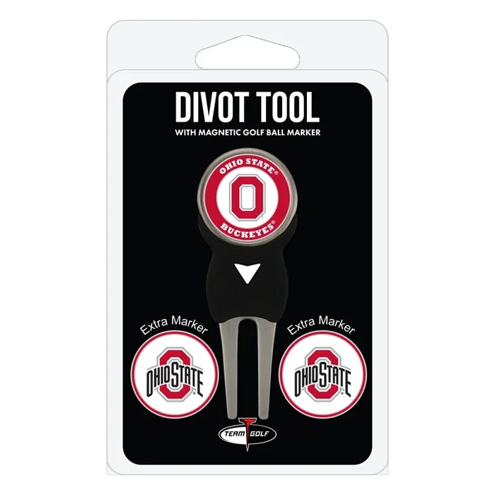 NCAA Personalized Divot Tool with 3 Double-Sided Golf Ball Marker (Ohio State Buckeyes)