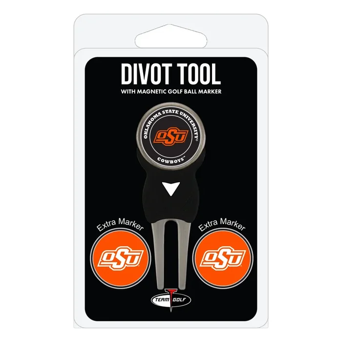 NCAA Personalized Divot Tool with 3 Double-Sided Golf Ball Marker (Oklahoma State Cowboys)