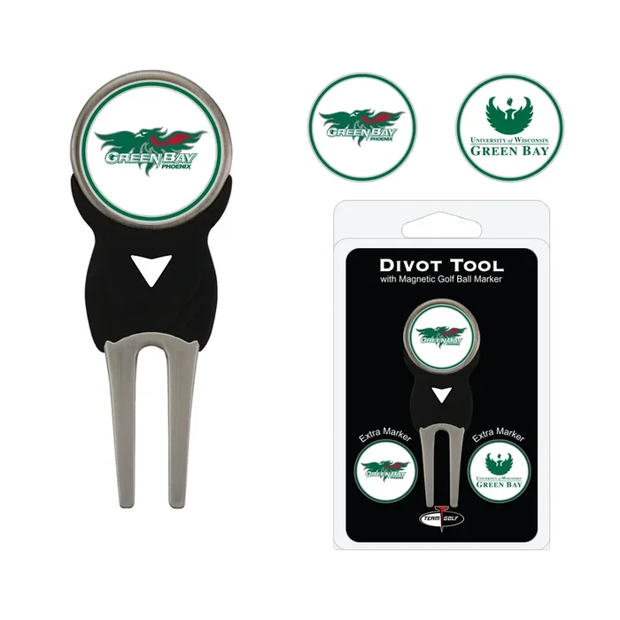 NCAA Personalized Divot Tool with 3 Double-Sided Golf Ball Marker (Wisconsin – G Bay Phoenix)