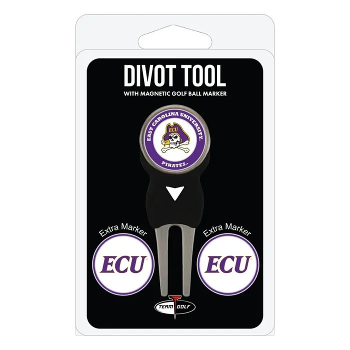 NCAA Personalized Divot Tool with 3 Double-Sided Removable Magnetic Golf Ball Marker (East Carolina Pirates)
