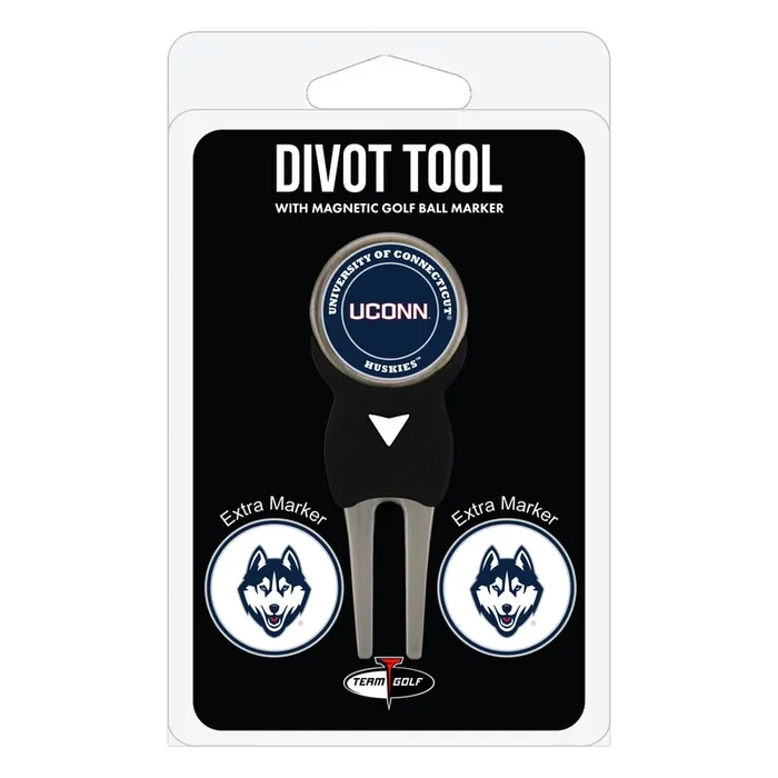 NCAA Personalized Divot Tooll with 3 Double-Sided Golf Ball Marker (UCONN Huskies)