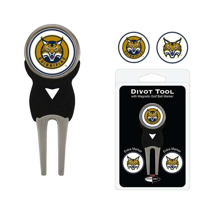 NCAA Personalized Golf Divot Tool with 3 Double-Sided Golf Ball Marker (Quinnipiac Bobcats)