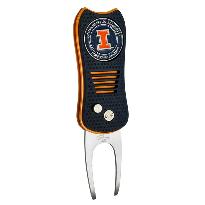 NCAA Professional Switchblade Divot Repair Tool with Double-Sided Ball Marker (Illinois Fighting Illini)