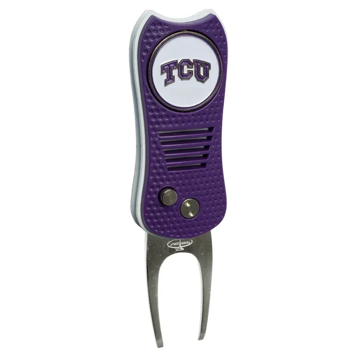 NCAA Professional Switchblade Divot Repair Tool with Double-Sided Ball Marker (TCU Horned Frogs)