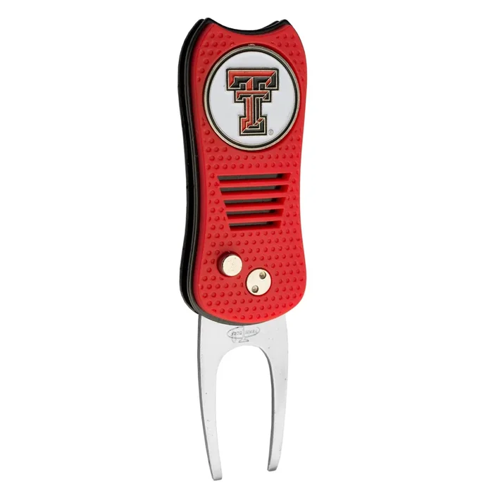 NCAA Professional Switchblade Divot Repair Tool with Double-Sided Ball Marker (Texas Tech Red Raiders)