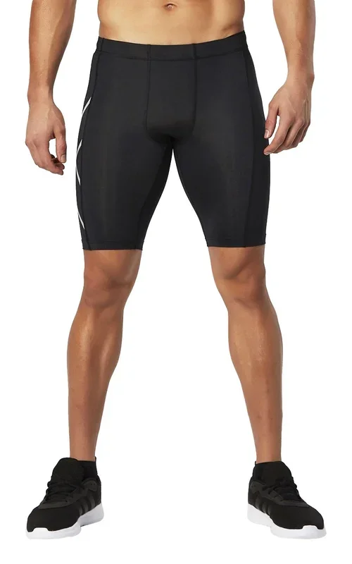 New 2XU Men’s Hyoptik Compression Shorts Large Black Reflective
