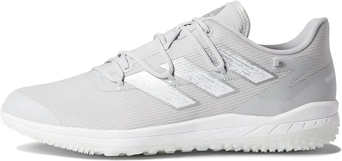 New adidas Men’s Adizero Afterburner 8 Turf Baseball Shoe, Team Light Grey/Silver Metallic/White, 10