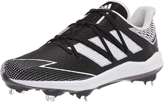 New Adidas Men’s Eg5633 Metal Baseball Cleat Blk/Wht/Slvr Size 12