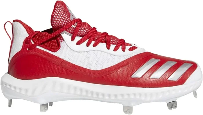 New adidas mens Icon V Bounce Iced Out Cleats Baseball, Scarlet-silver Metallic-white, 10.5
