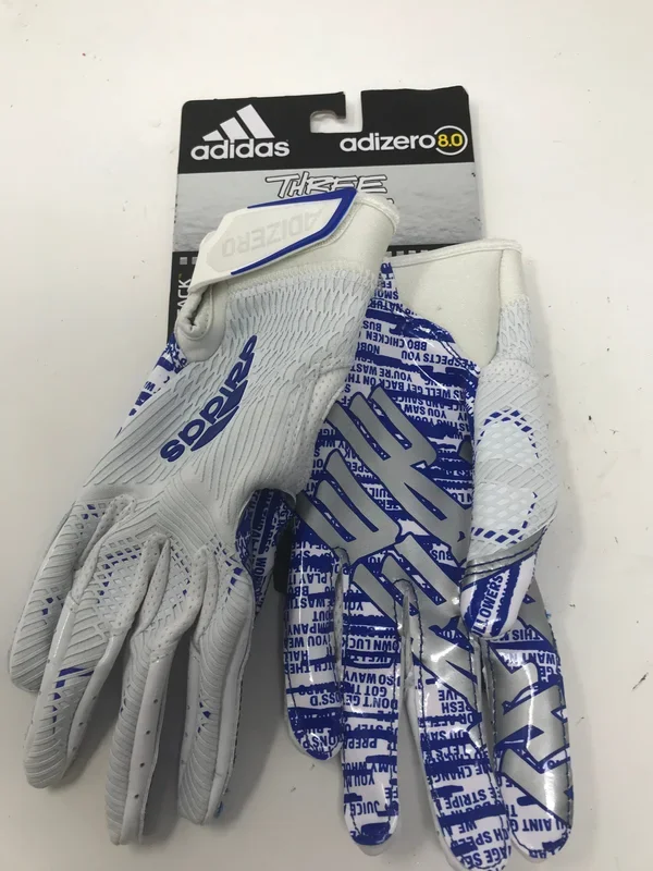 New adidas Youth Sm Adizero 5-Star 8.0 Three Stripe Life Receiver Glove Ryl/Wht
