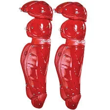 New All-Star Leg Guards LG21W-PRO 16.5″ Red Pro Style Baseball Catchers