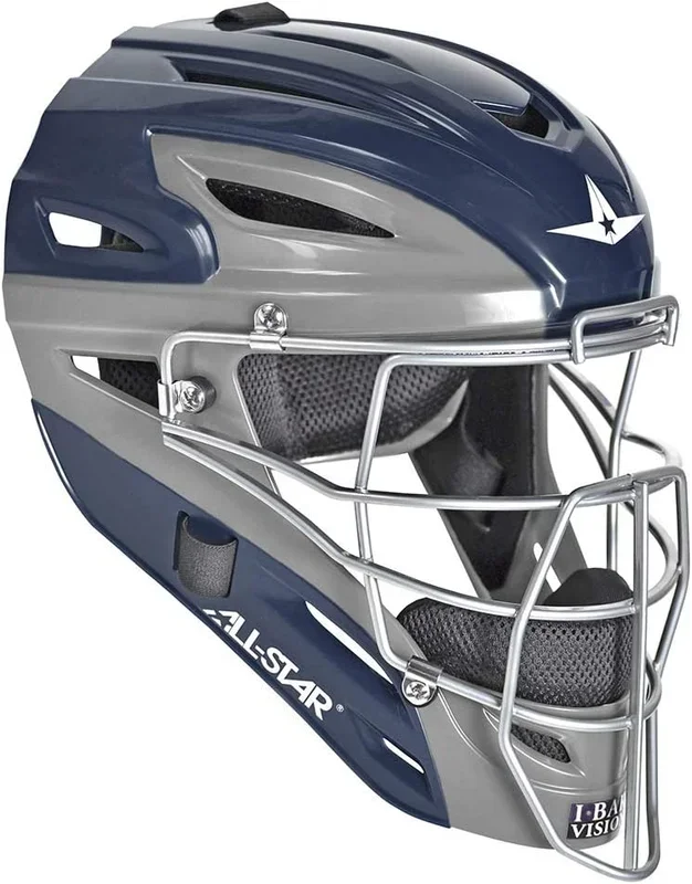 New All Star MVP2500-1 Adult Catcher’s Helmet 7-7 1/2″ Navy/Graphite I-Bar Vision