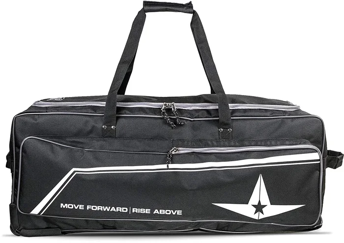New All-Star Pro Catchers Roller Bag Black/White Wheeled 5 Bats