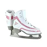 New American Athletic Shoe Girl’s Soft Boot Ice Skates, White/Pink, 13