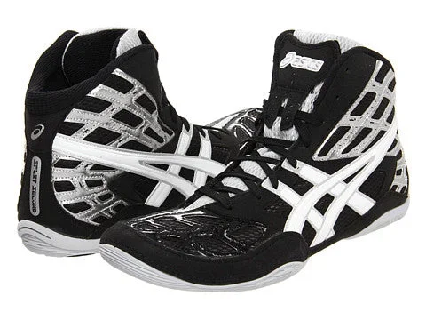 New Asics Split Second 9 Wrestling Shoes J203Y Mens Size 7.5 Black/White/Silver