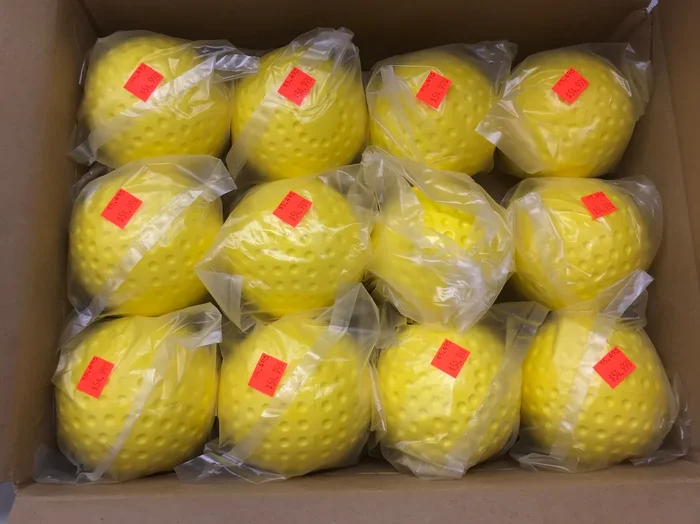 New ATEC Tuffy Dimpled Pitching Machine Balls 1 Dozen (12)-12 Inch Yellow