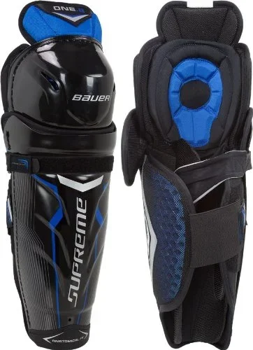 New Bauer Supreme One .8 Shin Guards Junior 11Inch Black/Blue