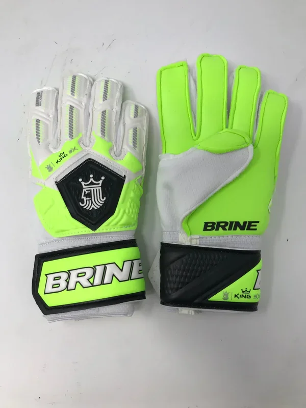 New BRINE KING MATCH 3X GOALIE KEEPER SOCCER GLOVES Mens 4 White/Green