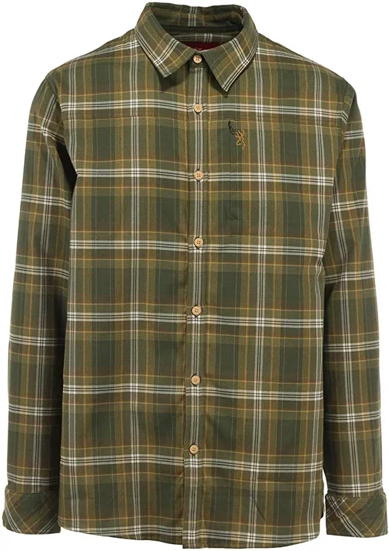 New Browning Beacon Mens High-Performing Stretch Flannel Shirt Large Green/Plaid