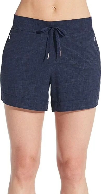 New CALIA by Carrie Underwood Women’s Anywhere Printed Cuff Shorts Navy Large