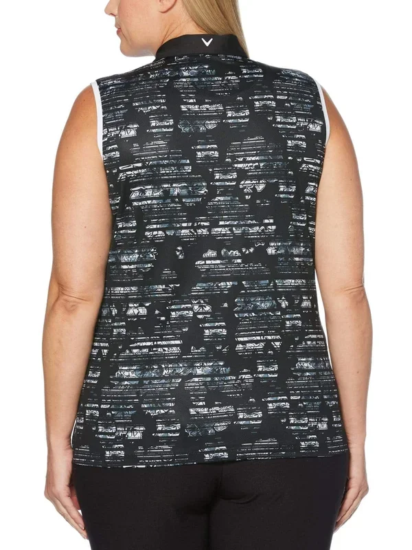 New Callaway Apparel Womens Plus Sleeveless Floral Printed Polo Size 1X