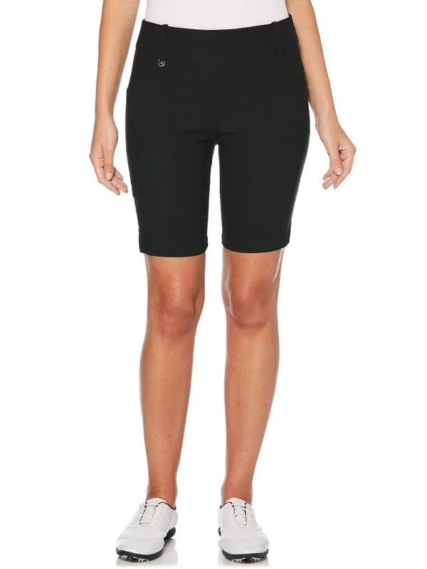 New Callaway Women’s Large 19″ Tech Stretch Solid Golf Shorts Black