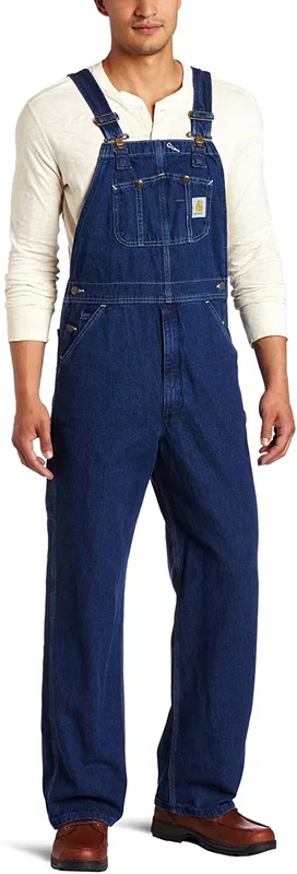 New Carhartt Men’s Washed Denim Bib Overalls,Darkstone, 32W x 30L